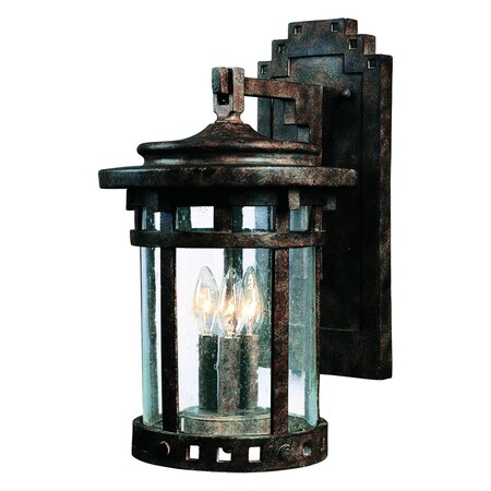 Maxim Three Light Sienna Seedy Glass Wall Lantern 3134CDSE